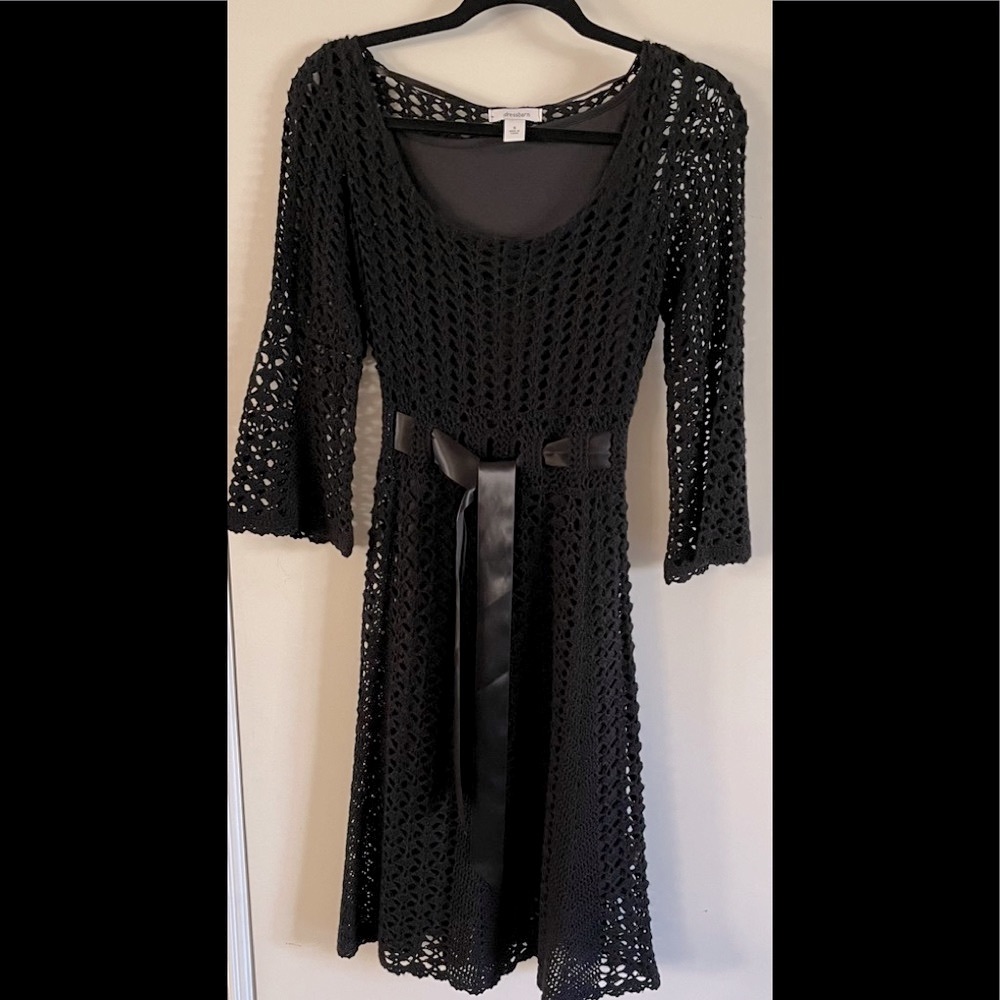 Beautiful Romantic Black Knit Lace Dress by Dress Barn